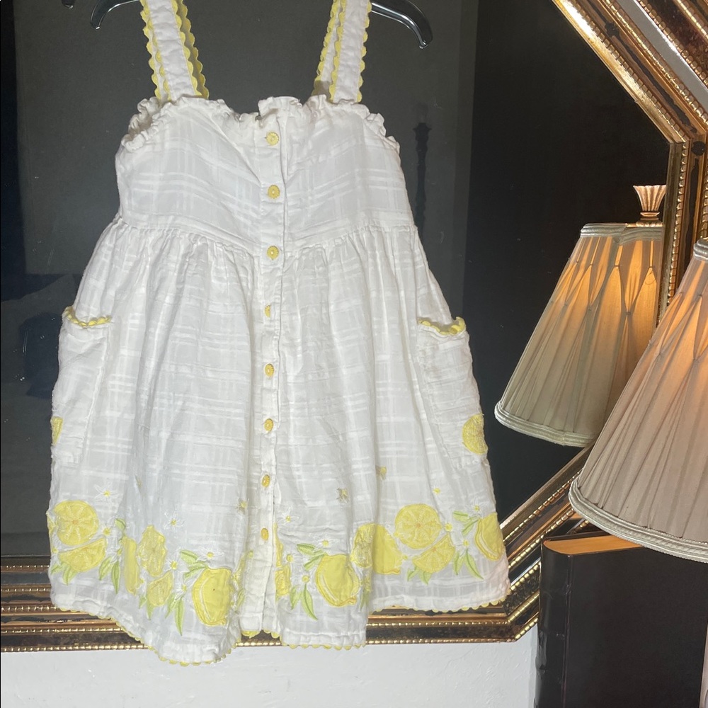 White and Yellow Kids Casual Dress